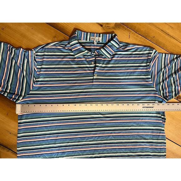 Peter Millar Summer Comfort Golf Performance Polo. Green Blue Striped. 2XL - Picture 7 of 7
